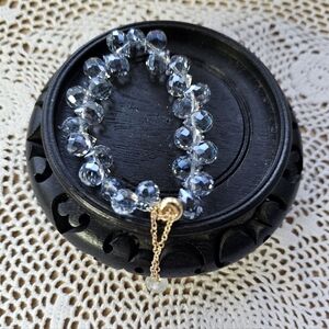 Rock-Inspired Double-Layered Beaded Bracelet with Adjustable Drawstring New Gray